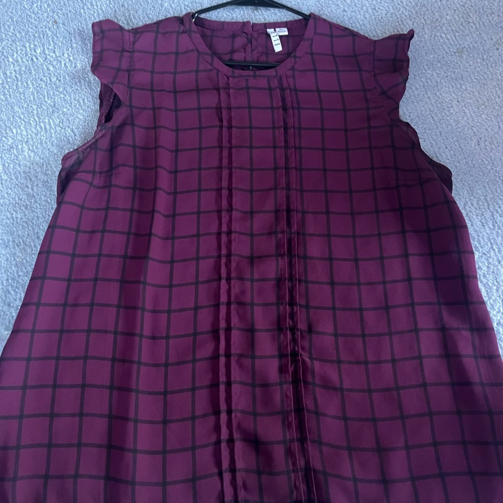 Elle Burgundy Checkered Top